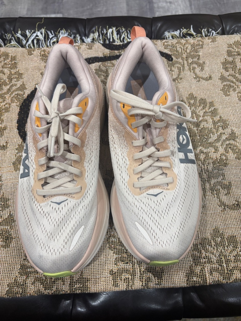 Hoka Women’s Running Shoes  Peach and Green Accents